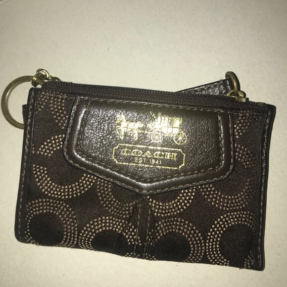 Coach Madison Brown Keychain Card Case Wallet - Picture 1 of 2
